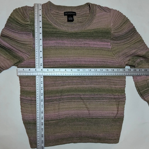 Vintage Y2K Design 365 Cotton Blend  Striped Knit Pink Green Sweater L - Picture 3 of 7